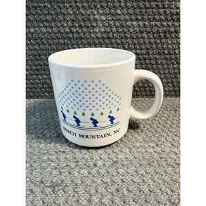 Beech Mountain NC Coffee Mug White with Blue Skiers Papel